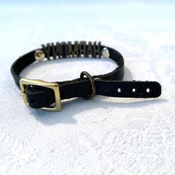 HARMONY Brass Letters Leather Buckle Bracelet - Picture 2 of 16